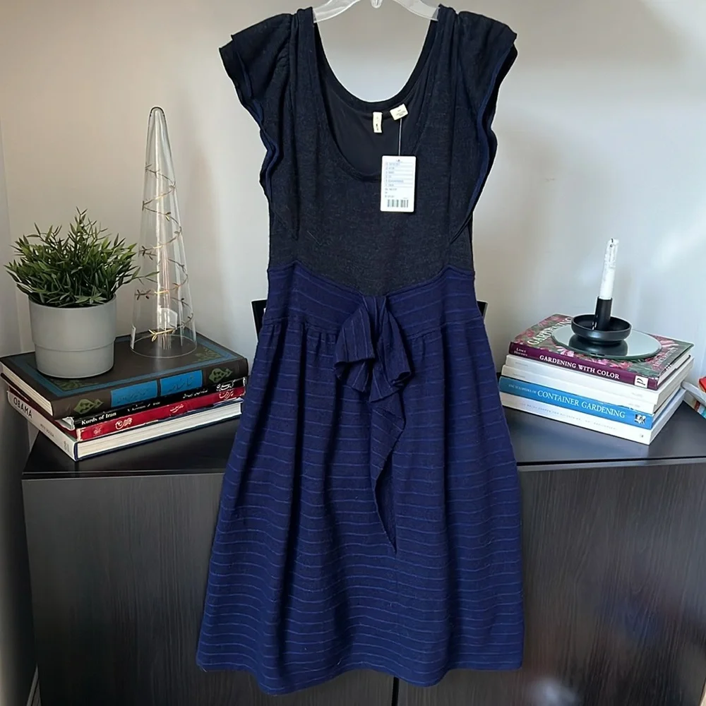 New Anthropology dress in size M and colors dark gray and two shades of blue - Picture 4 of 14